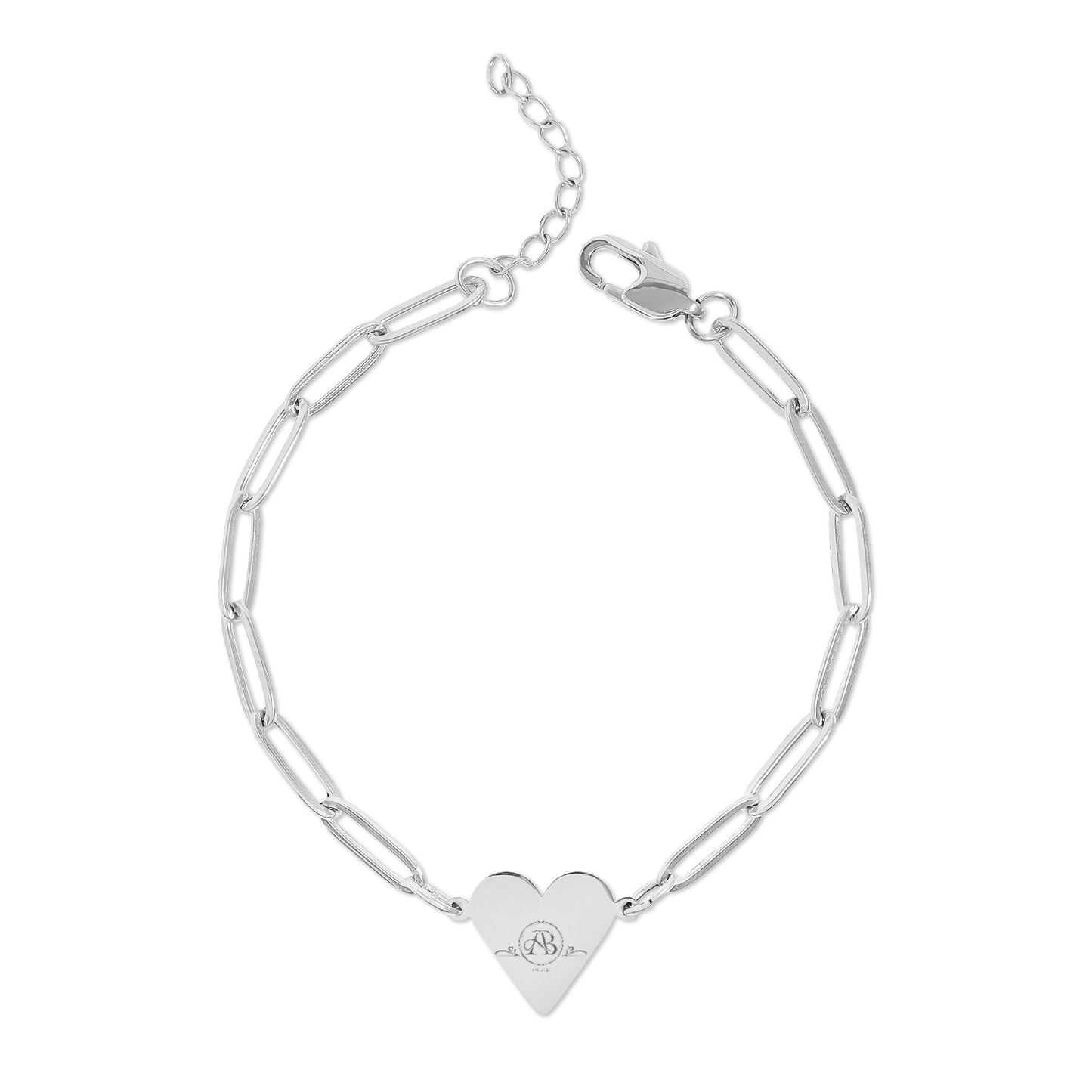 Articulate Beauty Heart Paperclip Bracelet (Engraved)
