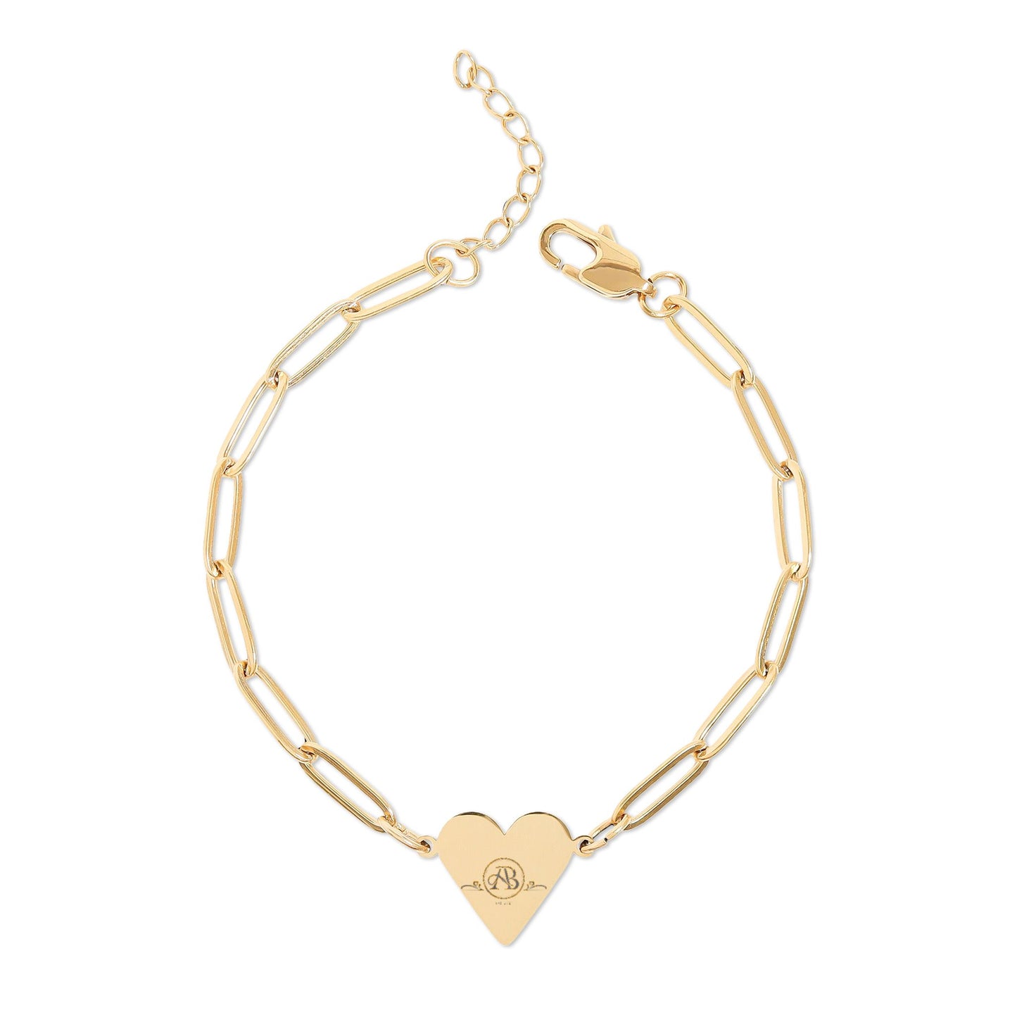 Articulate Beauty Heart Paperclip Bracelet (Engraved)