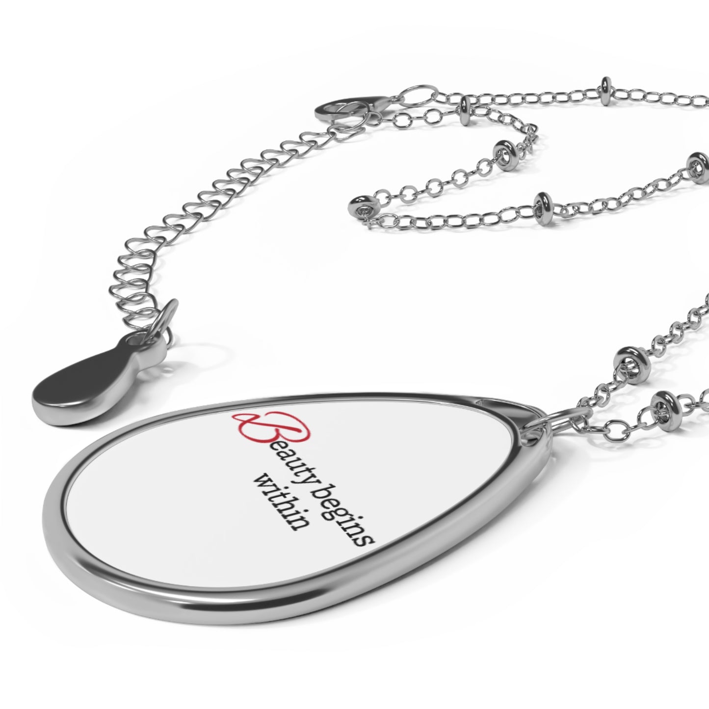 Beauty Begins  Within Oval Necklace