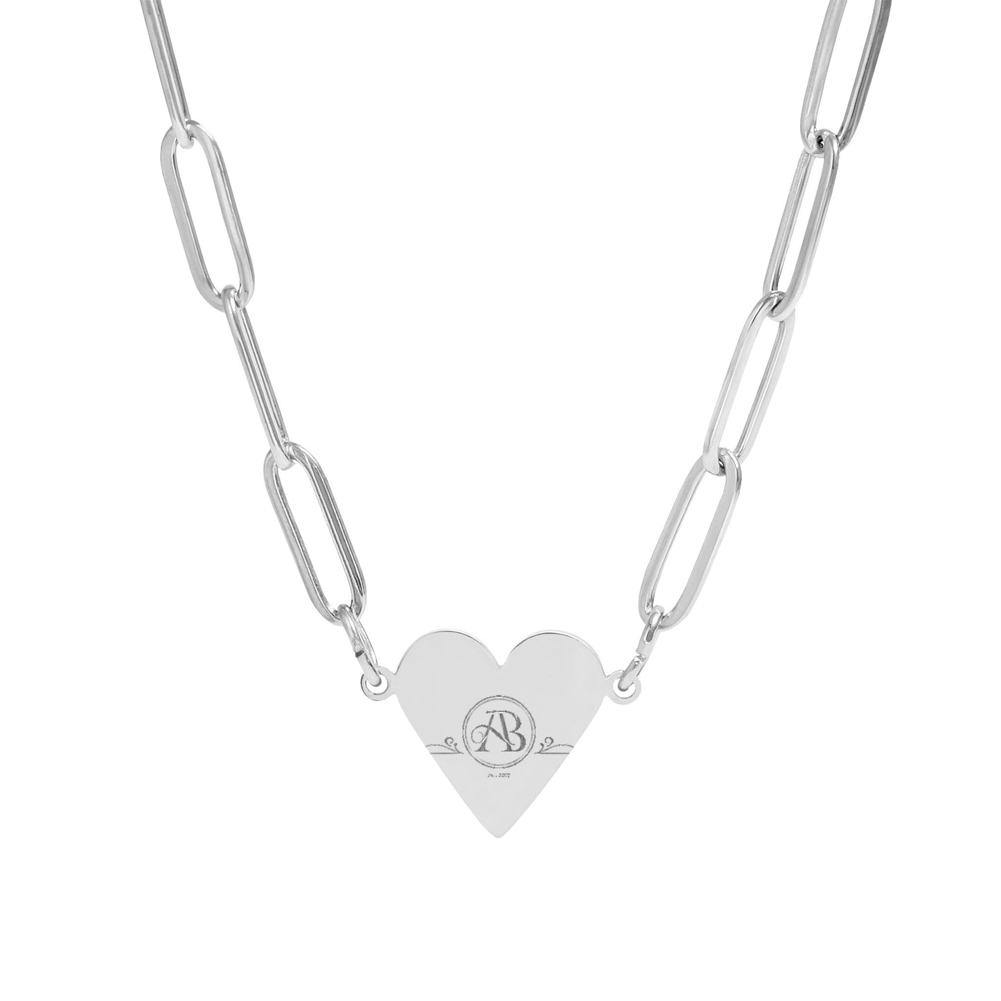Articulate Beauty Heart Paperclip Necklace – Engraved